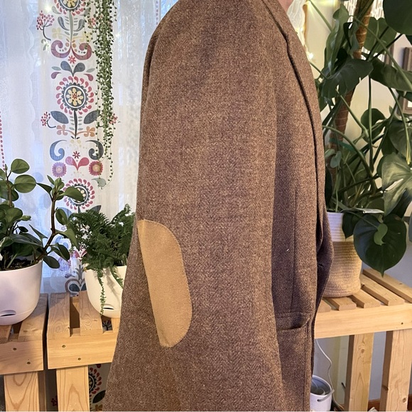 Men’s Vintage Woff by Farah Tweed Herringbone Elbow Patch Sports Coat Jacket 46R - Picture 10 of 10